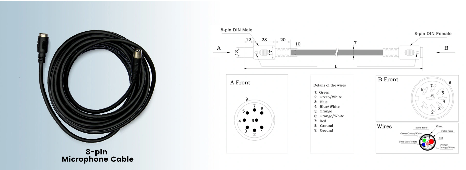 Persidangan siri D62 8-pin DCN Wire (10m)