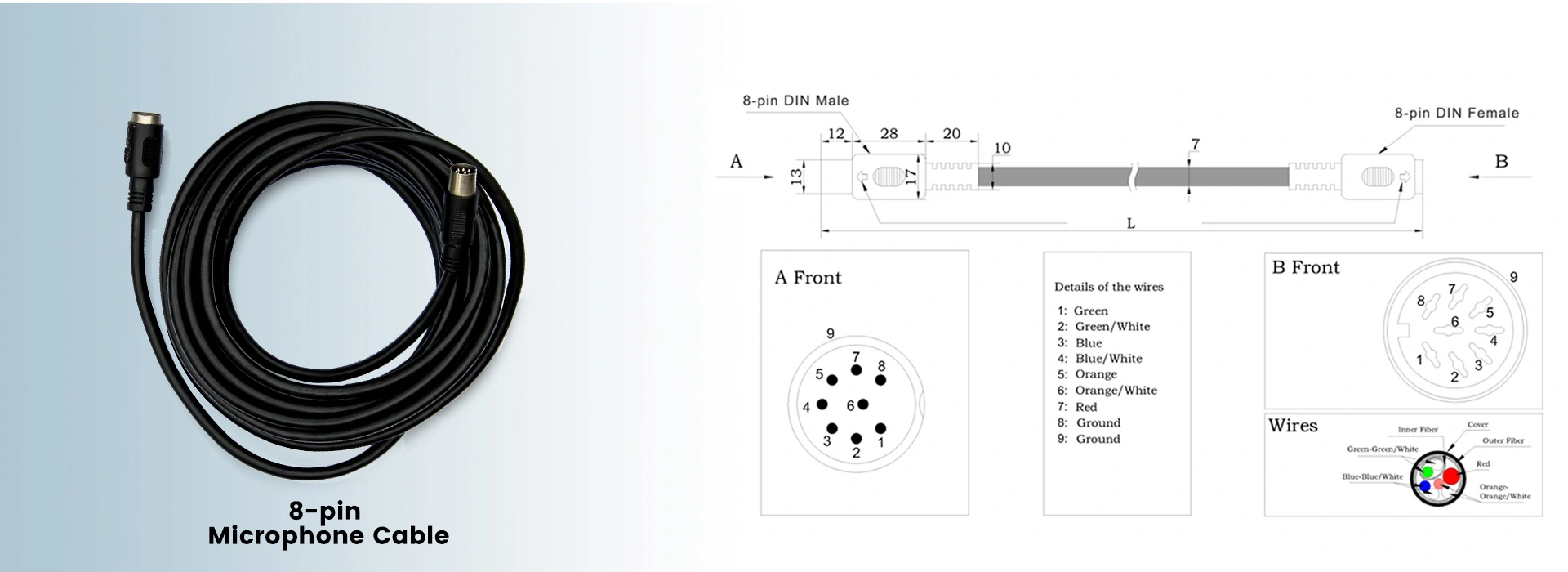 Persidangan siri D62 8-pin DCN Wire (20m)