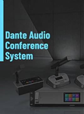 Sistem persidangan Audio Dante brosur D7201