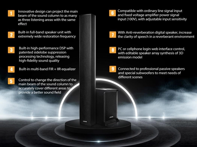 DSP1500 Series Phased Array Directional Column Speaker penyelesaian untuk bilik persidangan