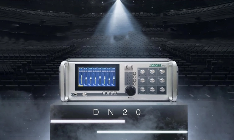 20 saluran penyelesaian konsol pencampuran Digital yang dipasang di rak untuk persidangan DN20
