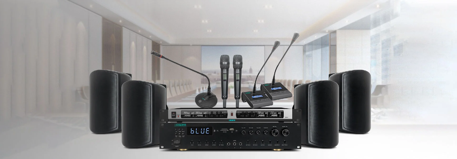 4 saluran profesional Stereo Mixer Amplifier penyelesaian untuk persidangan Audio MK4125