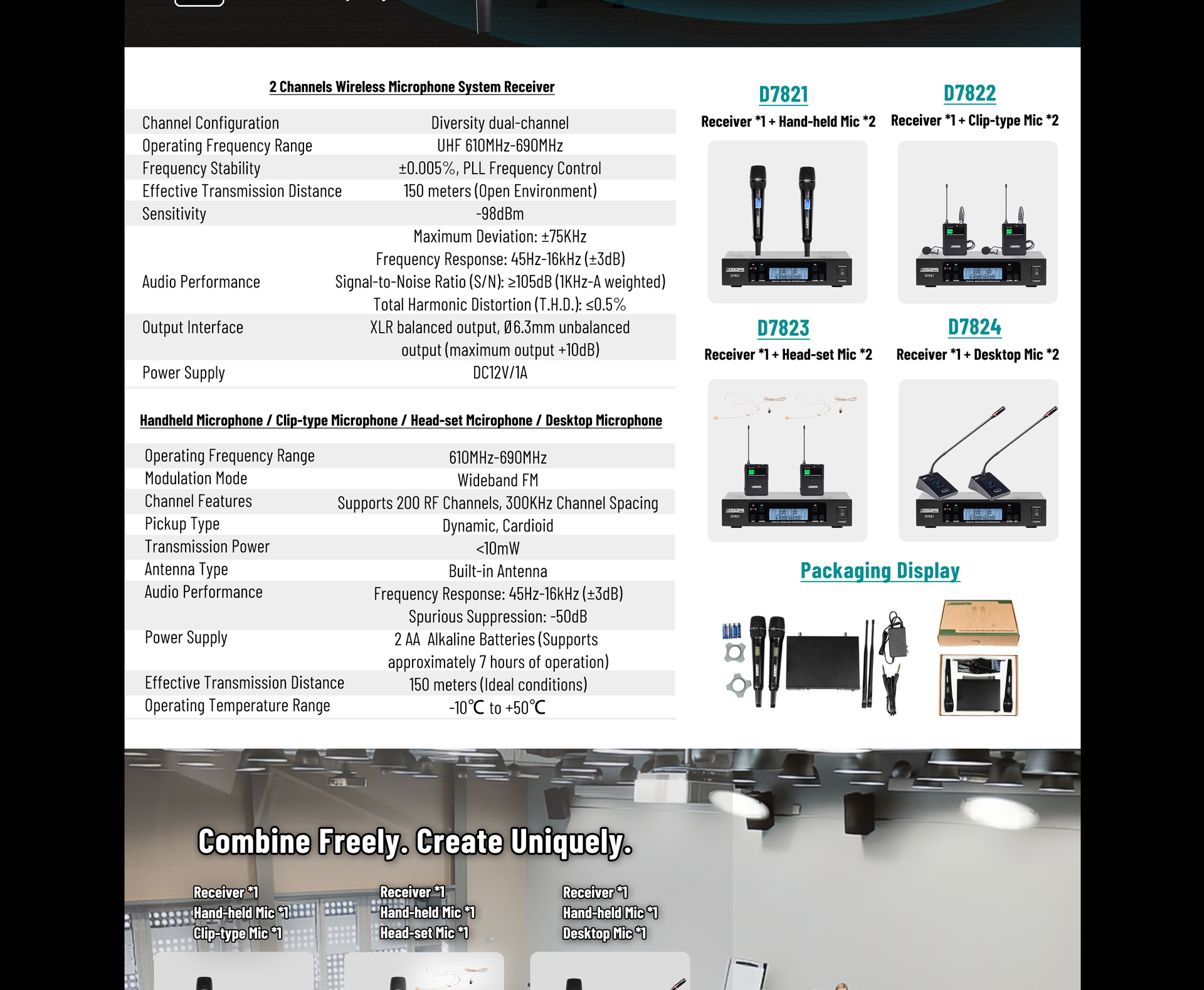 Sistem mikrofon tanpa wayar UHF kepelbagaian sebenar