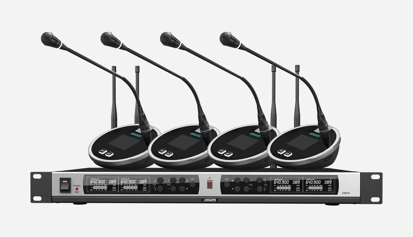 True Diversity UHF Wireless Microphone System (4 rechargable desktop mic) - 翻译中...